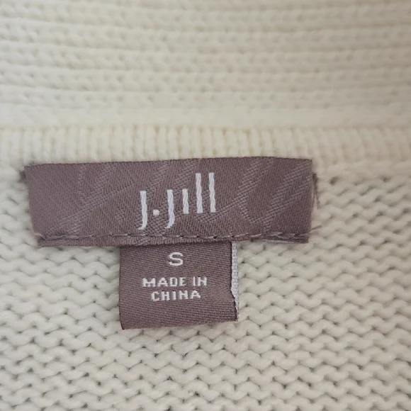 J. Jill Women's Small Cream Button Front Pocket Work Casual Cotton Cardigan - Picture 10 of 14